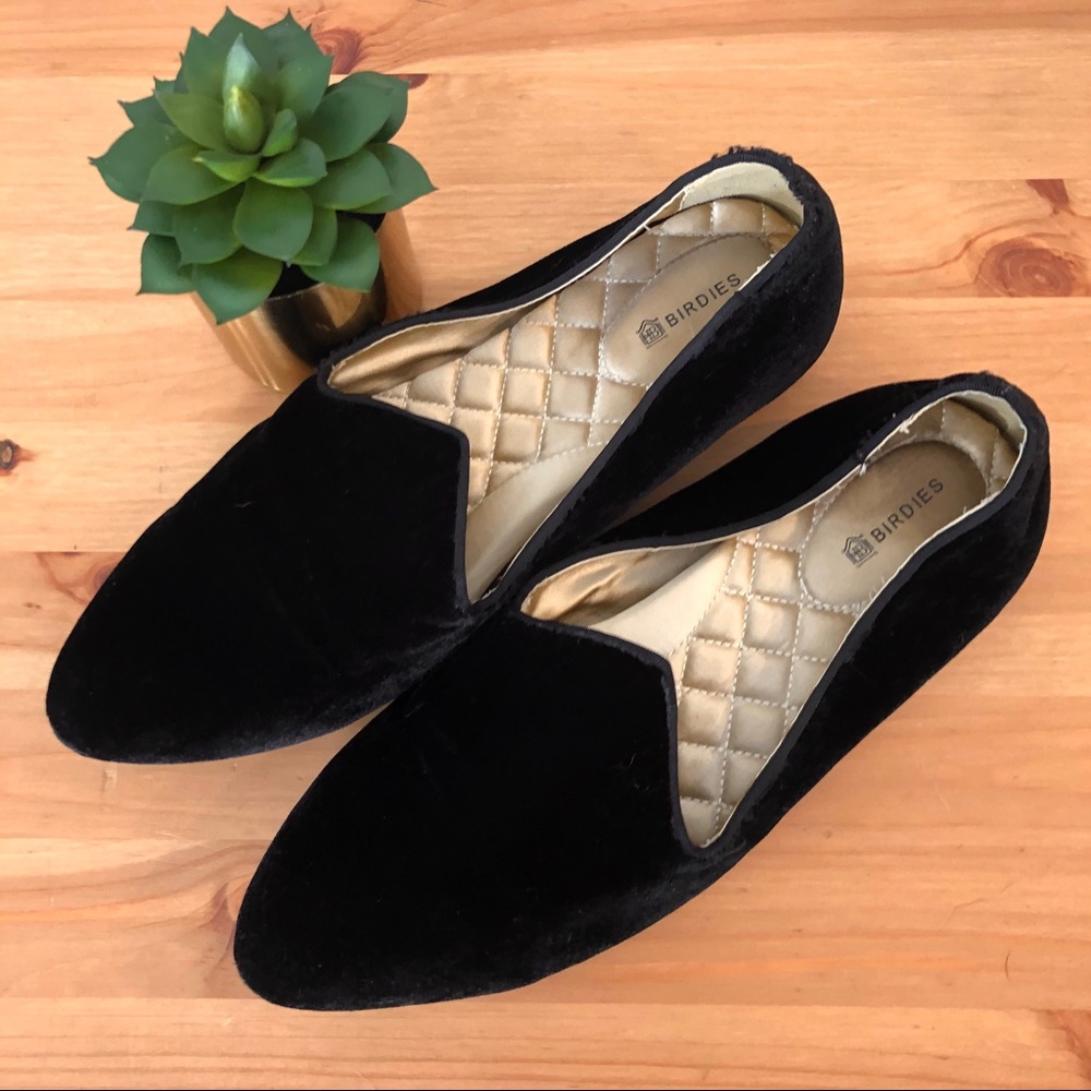 Birdies The Heron Black Velvet Flat Slipper - Picture 3 of 7